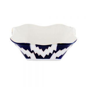 Atlas Blue, White and Gold Square Salad Bowl