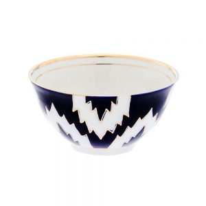 Atlas Blue, White and Gold Traditional Uzbek Tea Cup